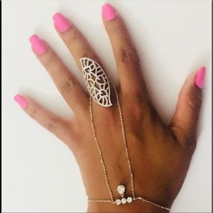 ๐Sterling Silver Statement Ring Attach Bracelet